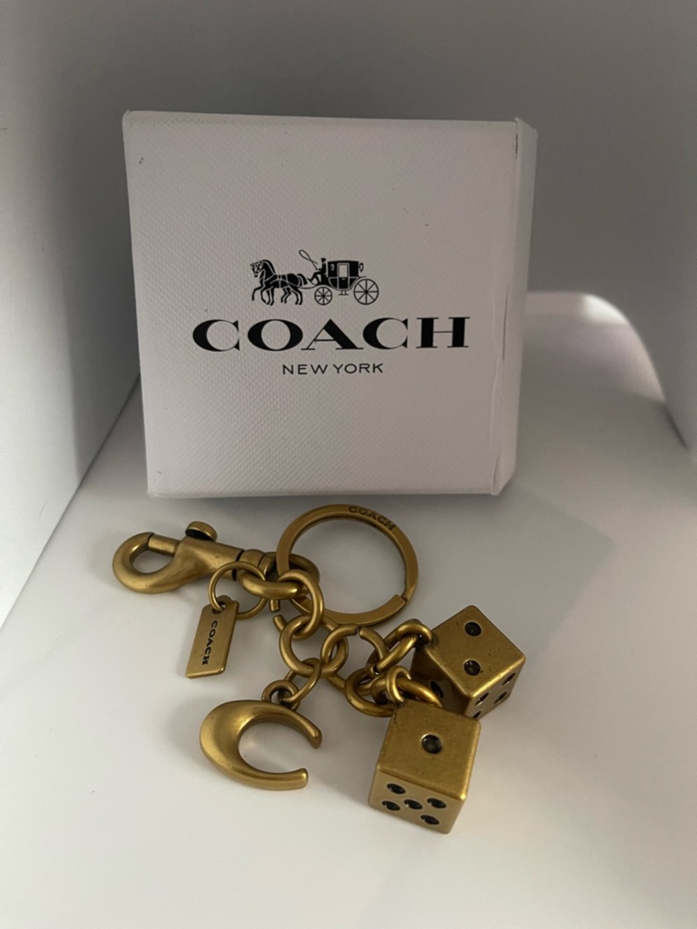 Coach Gold-Tone Dice and C Charm Keyring